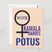 投票Kamala Harris大統領女性記号 ポストカード (正面/裏面)