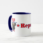 投票rePUGlican おもしろい Pug in赤白青帽子 マグカップ (正面左)