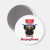 投票rePUGlican おもしろい Pug in赤白青帽子 マグネット (正面/裏面)