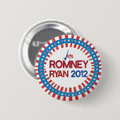 投票Romneyライアン2012は及びストライプなボタン主演します 缶バッジ (正面&裏面)