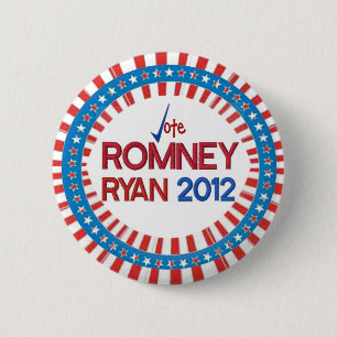 投票Romneyライアン2012は及びストライプなボタン主演します 缶バッジ