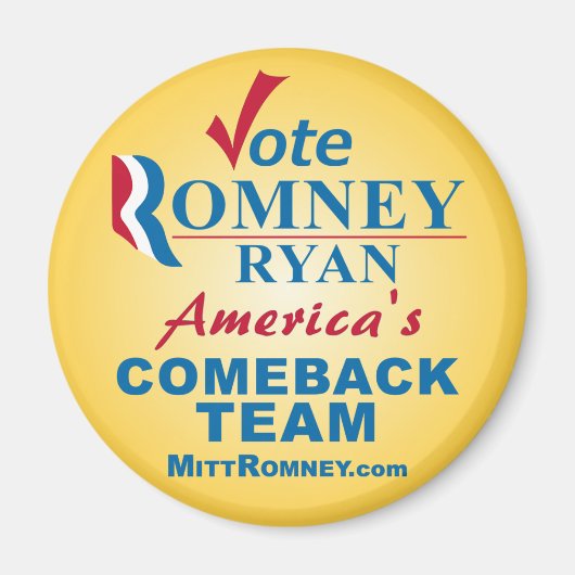 投票Romney Ryan -アンチオバマ マグネット (正面)