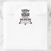 投稿メモを猫ちゃんに表示する ラウンドシール (バッグ)