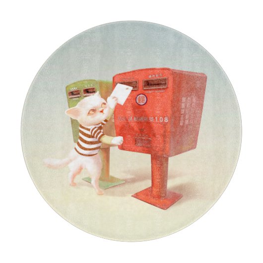 投稿時間 – Cat with Taiwan Mailbox カッティングボード (正面)