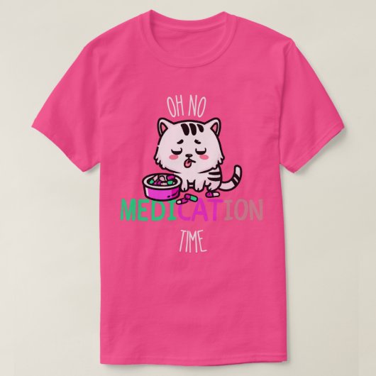 投薬おもしろい猫おもしろい投薬1 Tシャツ (デザイン正面)