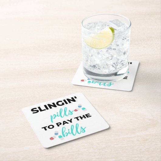 投薬して請求書を支払う2 スクエアペーパーコースター (インサイチュ)