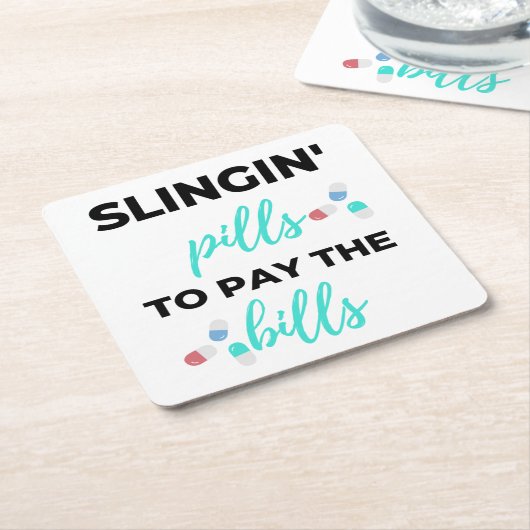投薬して請求書を支払う2 スクエアペーパーコースター (アングル)