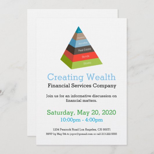 投資のピラミッドの図表の財政の招待状 招待状 (正面/裏面)