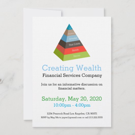 投資のピラミッドの図表の財政の招待状 招待状 (正面)