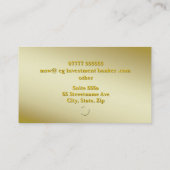 投資バンカーのためのデラックス金ゴールドリングや輪テーマ 名刺 (裏面)