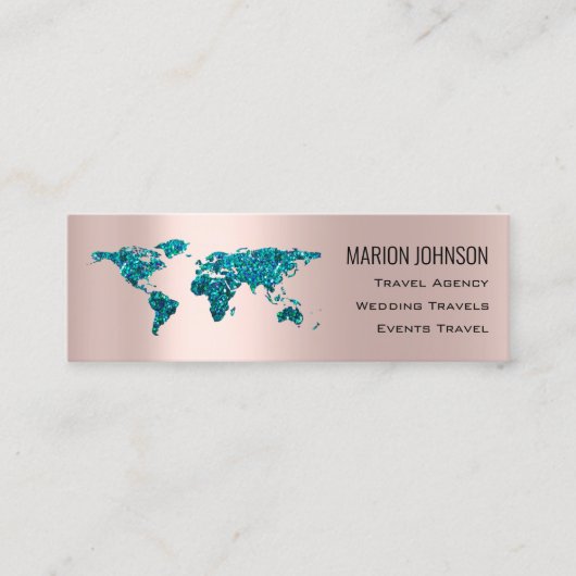 投資ファイナンス旅行ブログ世界地図金ゴールド スキニー名刺 (正面)