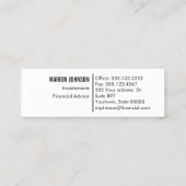 投資ファイナンス・アドバイザのアナリスト スキニー名刺 (裏面)