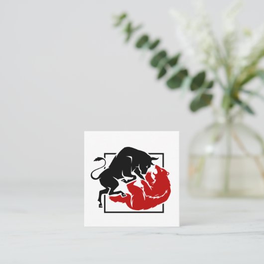 投資家の取引の強気及び弱気市場のカスタム スクエア名刺 (スタンド正面)