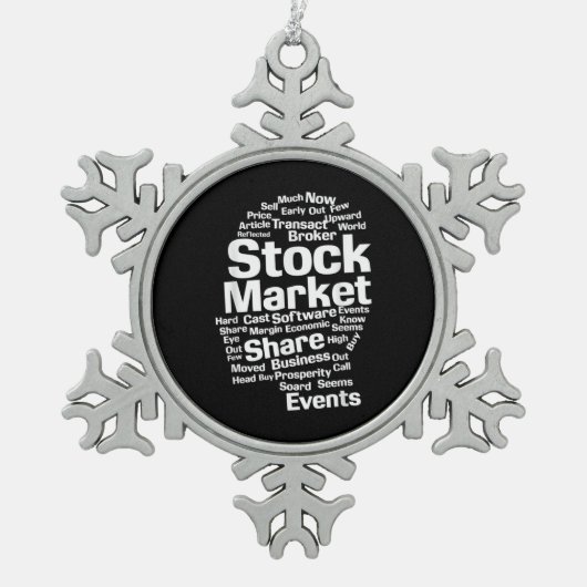 投資家株式市場ワードヘッド スノーフレークピューターオーナメント (正面)