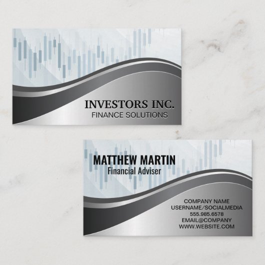 投資財務顧問 | ろうそく立てグラフ 名刺 (正面/裏面)