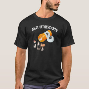 抗うつ猫ハッピーピル子猫キッテンキャット Tシャツ