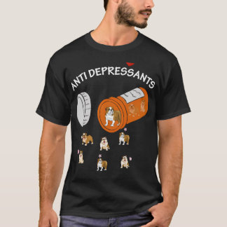 抗うつ薬ブルドッグ Tシャツ