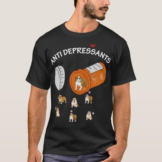 抗うつ薬ブルドッグ Tシャツ (正面)
