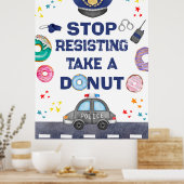 抗ストップパーティー食品誕生日警察官 ポスター (キッチン)