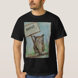 抗議するフクロウの絵が描かれたTシャツ Tシャツ