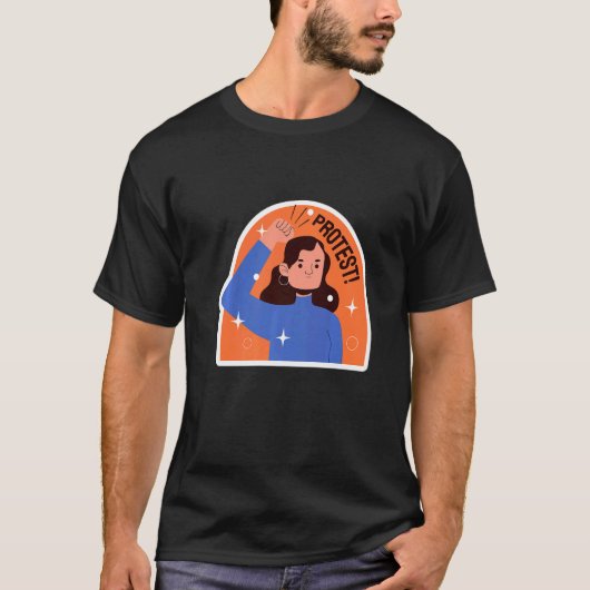 抗議する女性の人権マーチレトロ Tシャツ (正面)