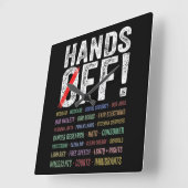 抗議の手を離す スクエア壁時計 (傾斜)