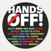 抗議の手を離す ラウンドシール (正面)