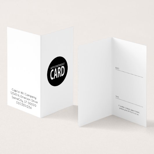 折られたアポイントメントカード 名刺 (内部&外部)