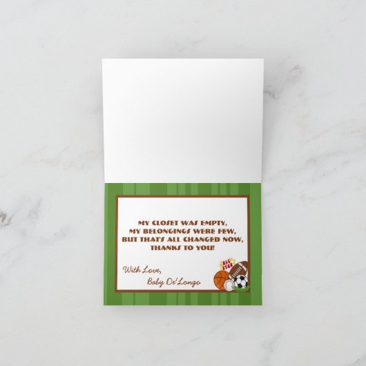 折られたサンキューカードのオールスター緑 サンキューカード (内部)