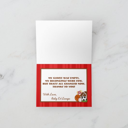 折られたサンキューカードのオールスター赤 サンキューカード (内部)