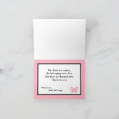 折られたサンキューカードのガーリーな蝶シマウマのプリント サンキューカード (内部)