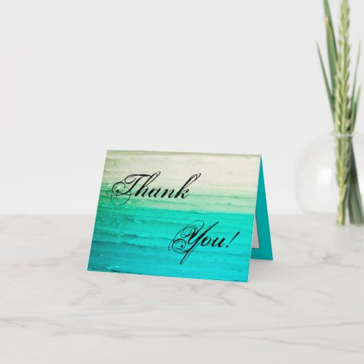 折られたサンキューカードのグラデーションで青いつや消し サンキューカード (正面)