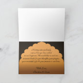 折られたサンキューカードのタージ・マハルの日没のオレンジ叫び声 サンキューカード (内部)