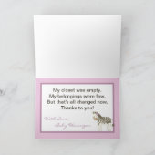 折られたサンキューカードのJacanaの女の子のJunglの動物園動物 サンキューカード (内部)