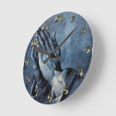 折られた手の祈りの言葉- Durer ラウンド壁時計 (傾斜)