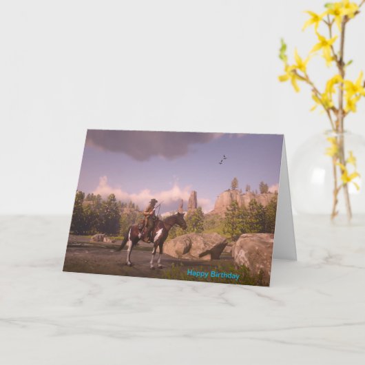 折られた挨拶状のためのカウボーイのイメージ カード (黄色い花)