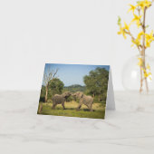 折られた挨拶状を戦っている象 カード (黄色い花)