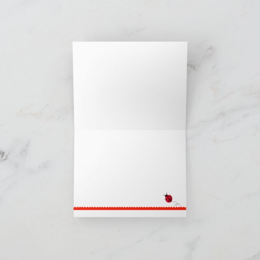 折られるてんとう虫のベビーシャワーはメッセージカード感謝していしています サンキューカード (内部)