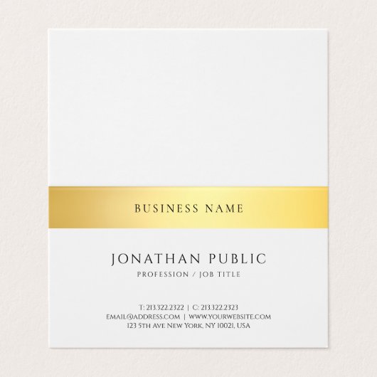折られるエレガントでモダンな金ゴールドの白くシンプルなテンプレート 名刺 (外部フラット)