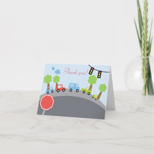 折られるズームレンズのズームレンズ車はノート感謝していしています サンキューカード (正面)