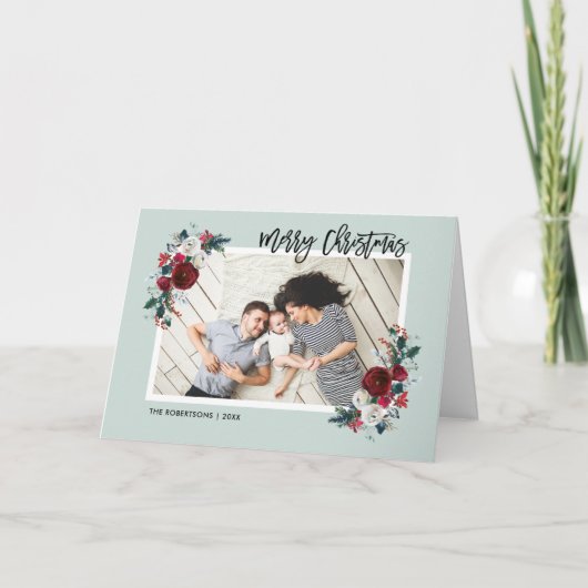 折られるヒイラギおよびマツクリスマス2の写真 シーズンカード (正面)