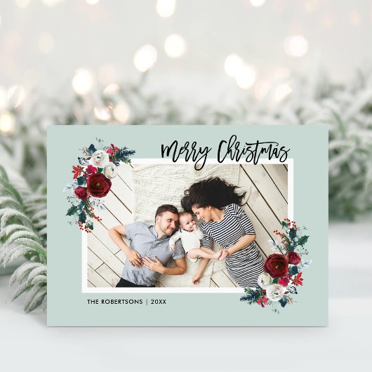 折られるヒイラギおよびマツクリスマス2の写真 シーズンカード