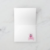 折られるピンクの小犬はノート感謝していしています サンキューカード (内部)