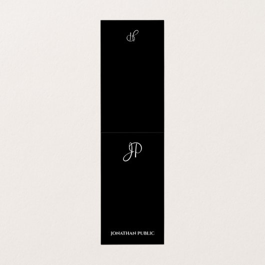 折られるモダンなモノグラムの白黒のエレガントなシンプル 名刺 (外部フラット)