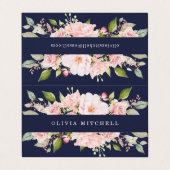 折られる濃紺|の花柄のかわいらしいピンクのバラ 名刺 (外部フラット)