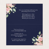 折られる濃紺|の花柄のかわいらしいピンクのバラ 名刺 (内部フラット)