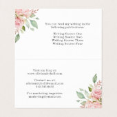 折られる白|の花柄のかわいらしいピンクのバラ 名刺 (内部フラット)