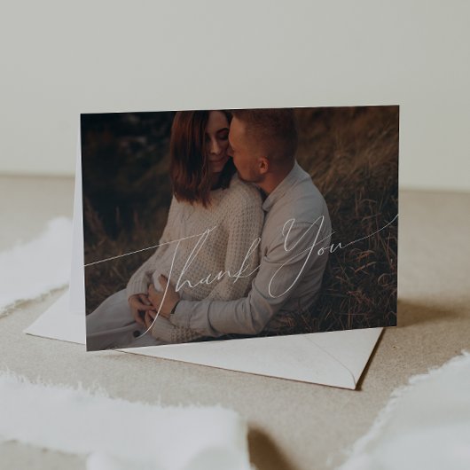 折りお洒落畳み男女兼用写真ベビーシャワー サンキューカード