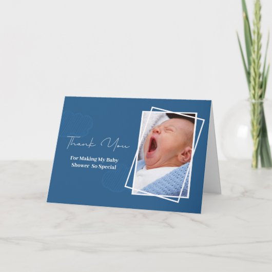 折りたたまれた感謝の気持ちを表す男子の写真カード サンキューカード (正面)