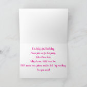 折りたたまれた招待状の子供の誕生日テディベア カード (内部)